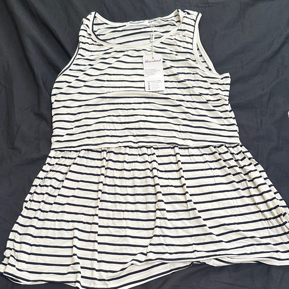 Sweet Wanderer Black and White Striped Tank Top